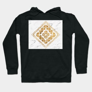 Golden tribal geo - white marble Hoodie